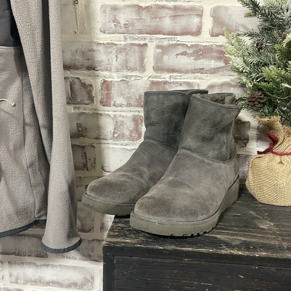 UGG Women's Gray Suede Ankle Booties